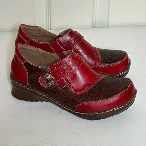 L'ATISTE by Spring Step Rokas leather size 8 Red and Brown Clogs Art to wear